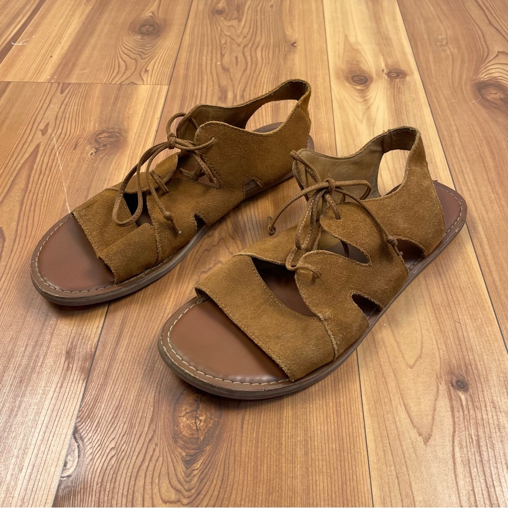 Toms Calipso Suede Cinnamon Brown Lace Up Gladiator Sandals Women’s 10 Bohemian